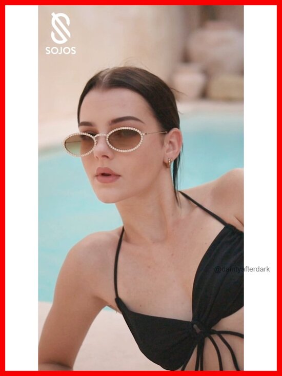 Retro Oval Rhinestone Sunglasses UV400 Metal Frame